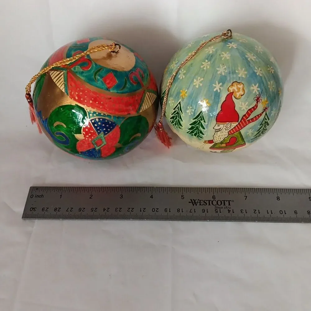 Traditional Hand Painted Ornaments From India Large 4in Christmas Tree Gnome